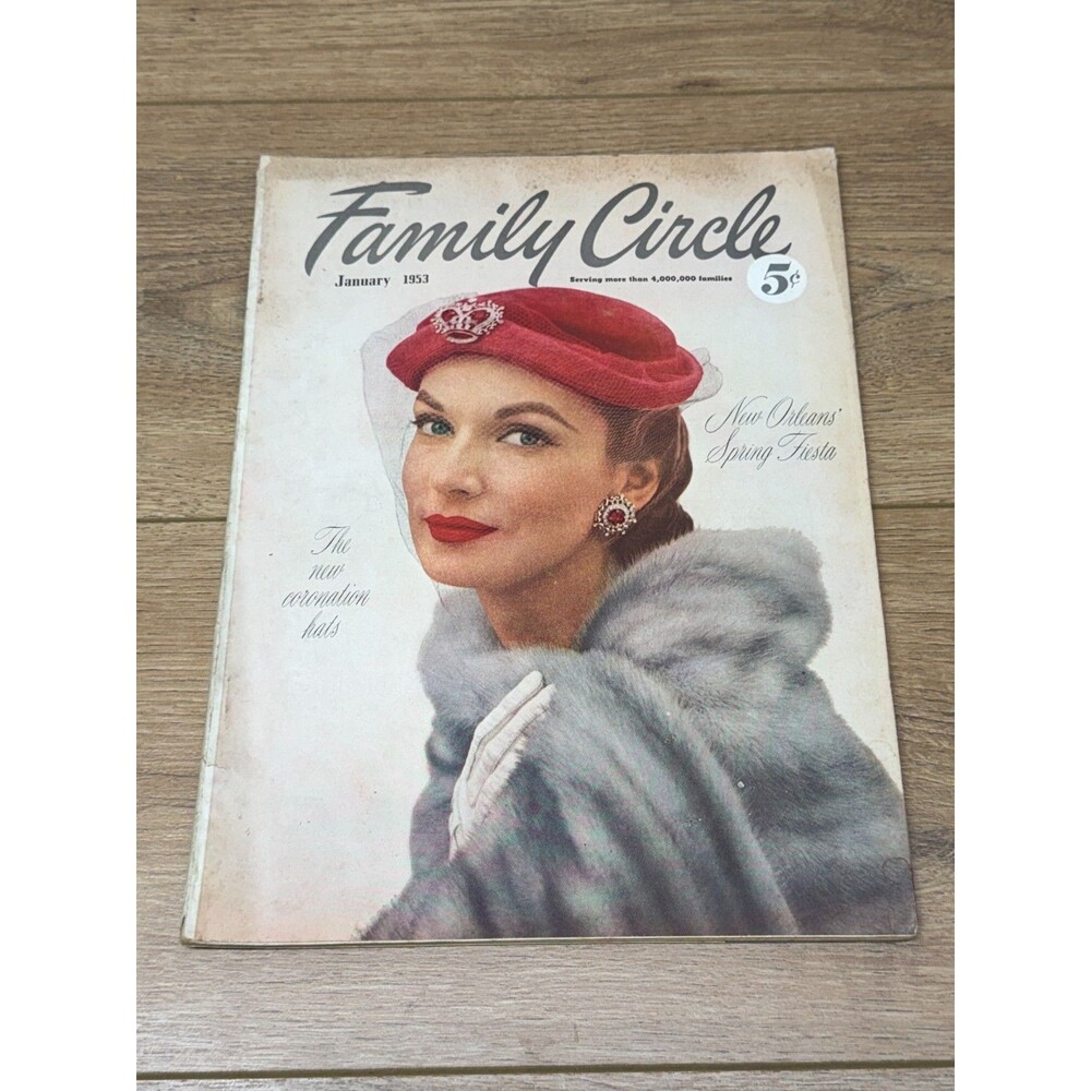 Vintage Family Circle Magazine January 1953 Complete Coronation Hats Coca-Cola